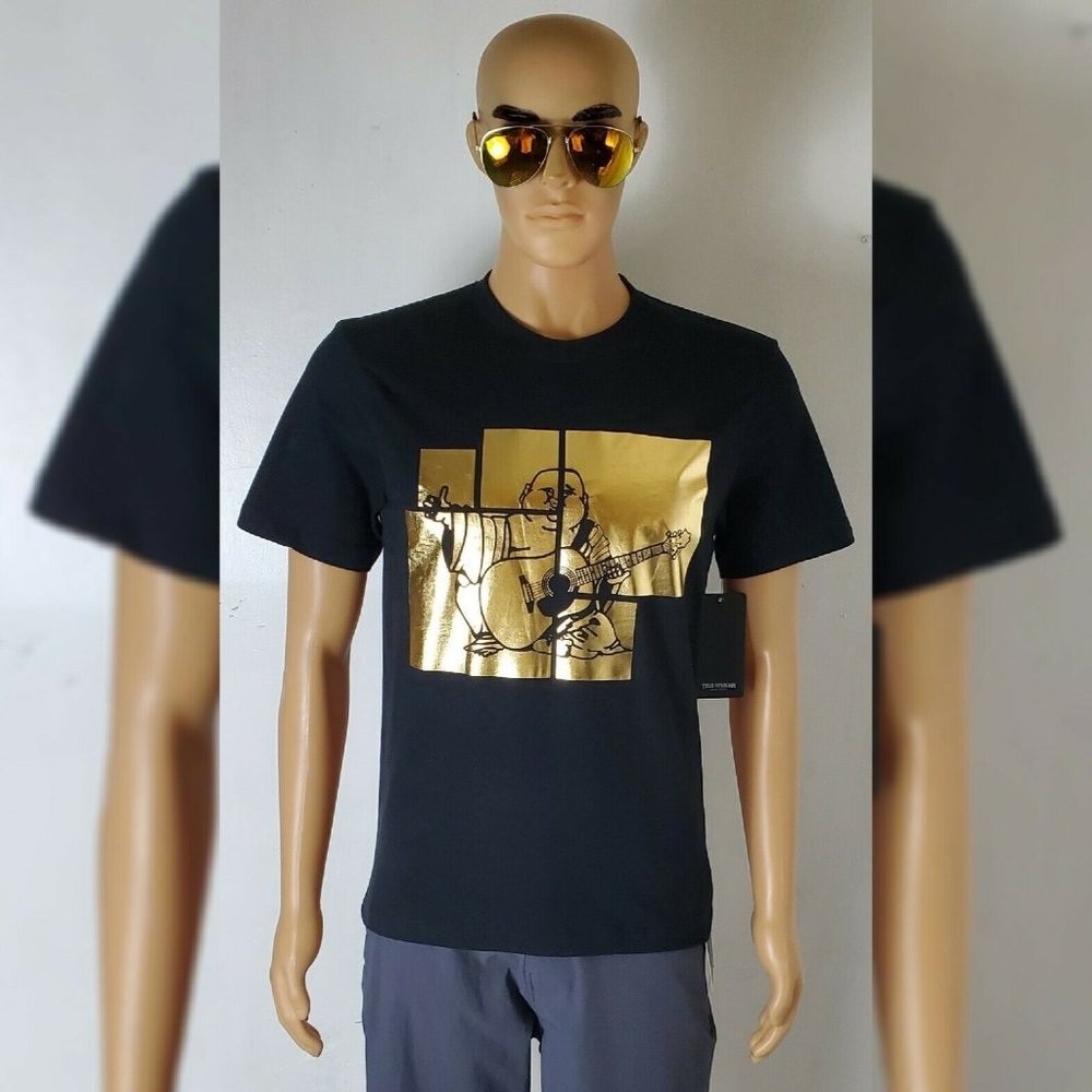 TRUE RELIGION BUDDHA FOIL PANE SS TEE MEN'S SHORT SLEEVE CREW NECK - Picture 1 of 7